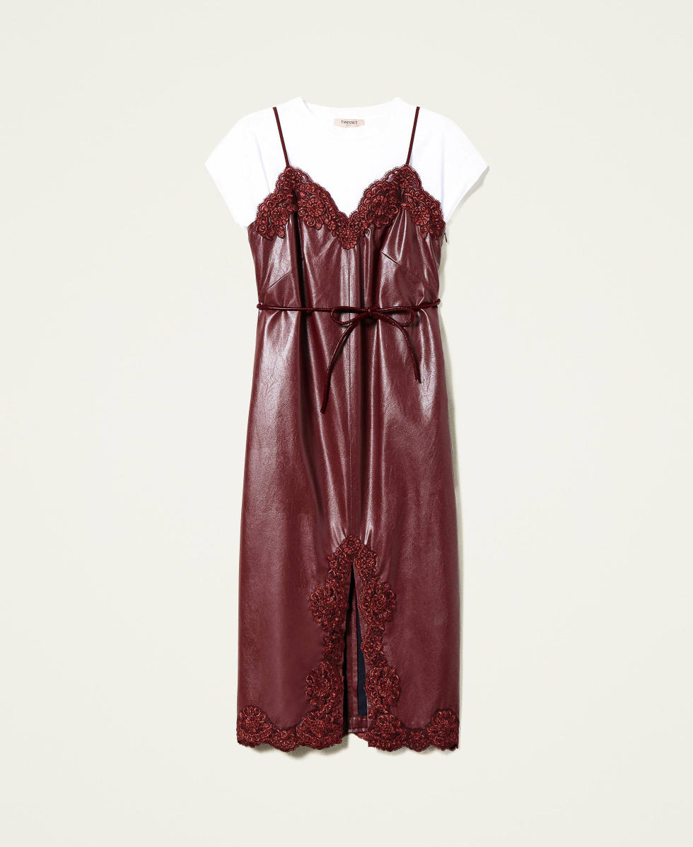 Midi dress with lace and t-shirt Woman, Black | TWINSET Milano