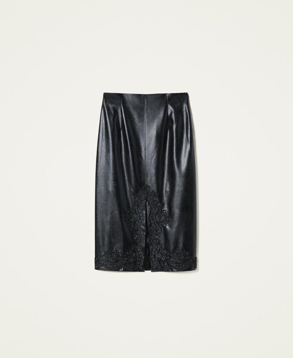 Embossed leather midi skirt cheap