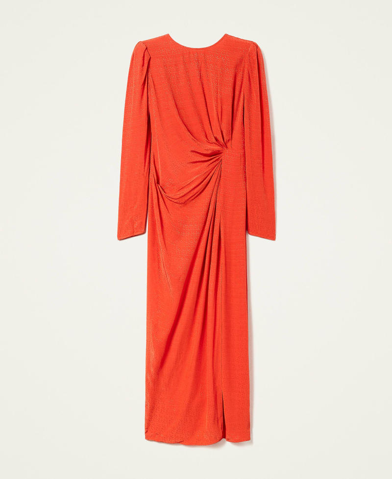 Animal print jacquard long dress Goji Red Woman 222TP2090-0S