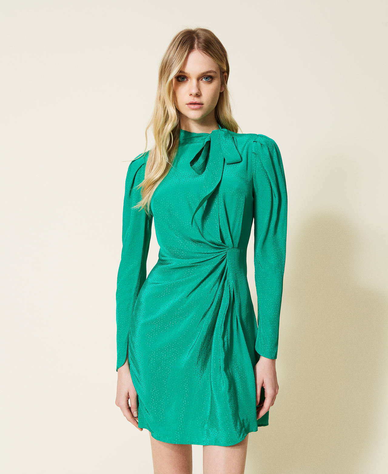 Animal print jacquard dress "Peppermint” Green Woman 222TP2091-02