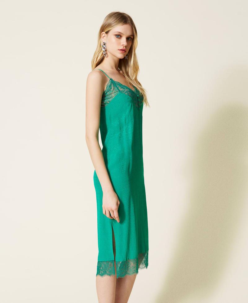 Animal print jacquard midi dress "Peppermint” Green Woman 222TP2092-04