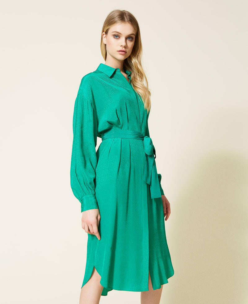 Animal print jacquard shirt dress "Peppermint” Green Woman 222TP2098-03