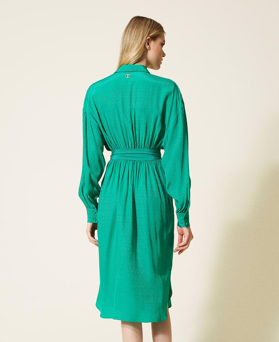 Жаккардовое платье-рубашка с животным узором Зеленый "Мята Перечная" женщина 222TP2098-04