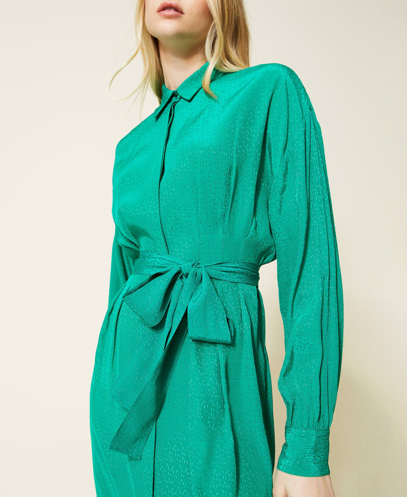 Жаккардовое платье-рубашка с животным узором Зеленый "Мята Перечная" женщина 222TP2098-05
