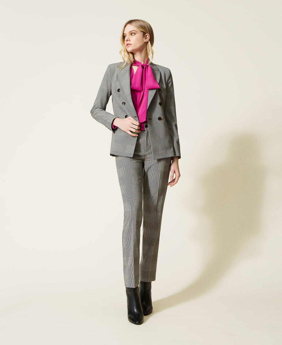 Silk blend blouse with pussy bow