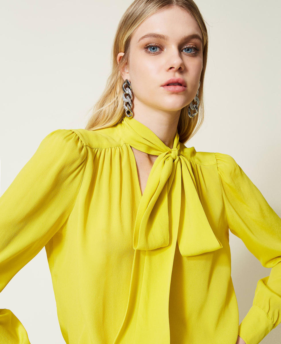Yellow blouse with bow deals