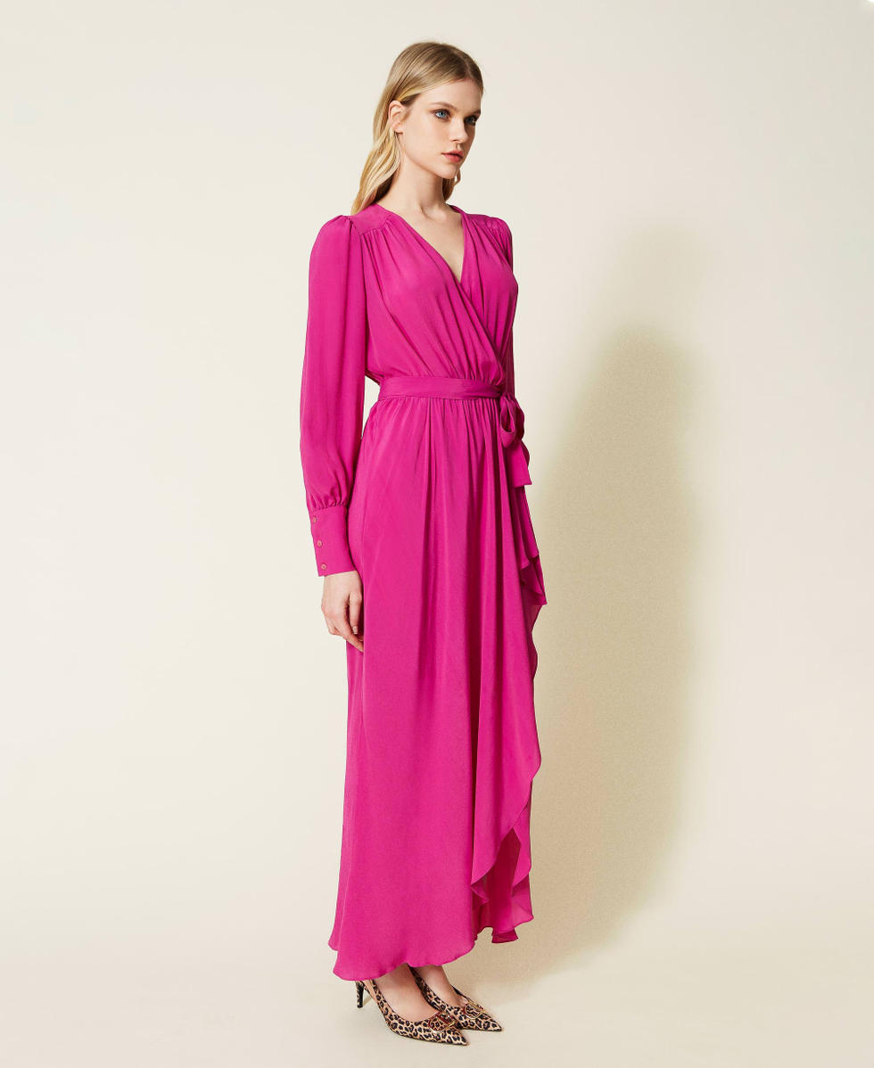 Robe longue en soie m&eacute;lang&eacute;e