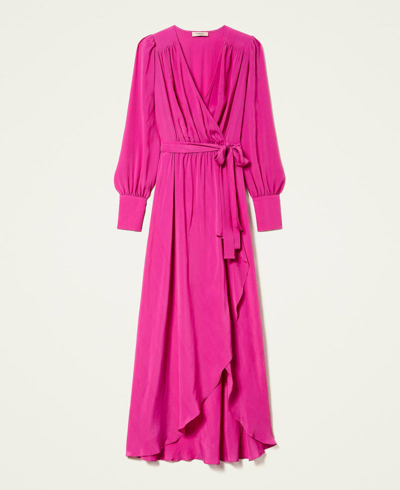 Robe longue en soie mélangée Fuchsia « Festival » Femme 222TP2105-0S