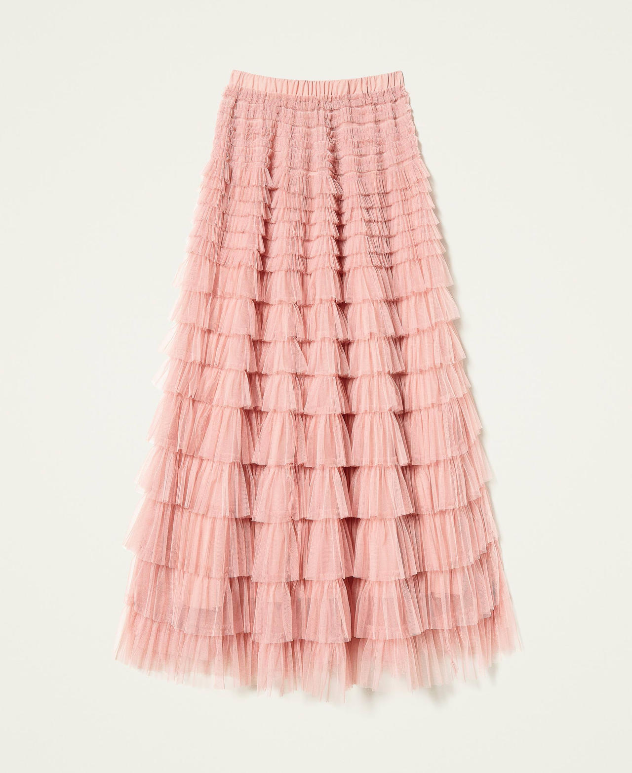 Pleated tulle long skirt