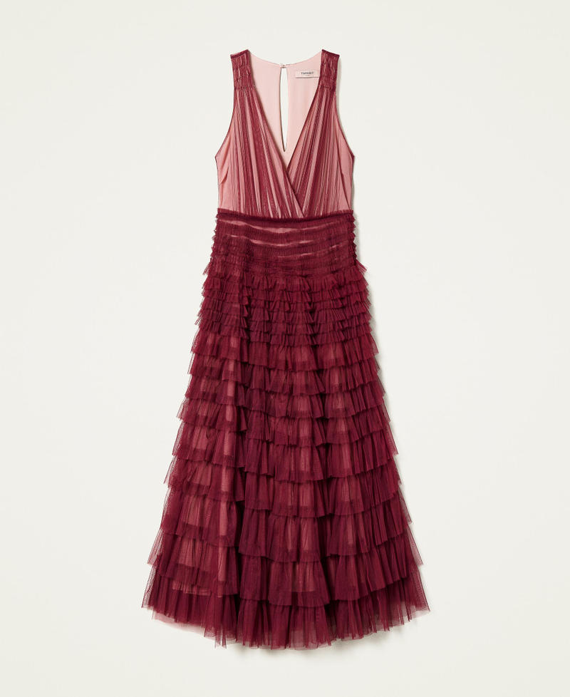 Long pleated tulle dress