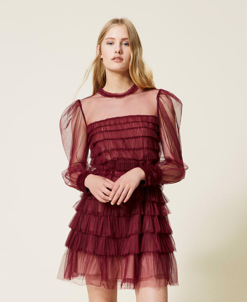 Vestidos largos de tul plisado con tirantes spaghetti Cabernet Tallas Grandes