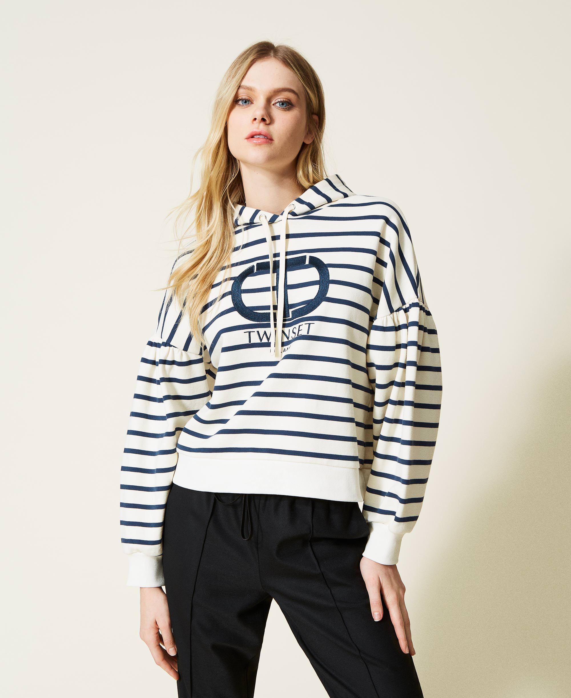 Striped hoodie with logo