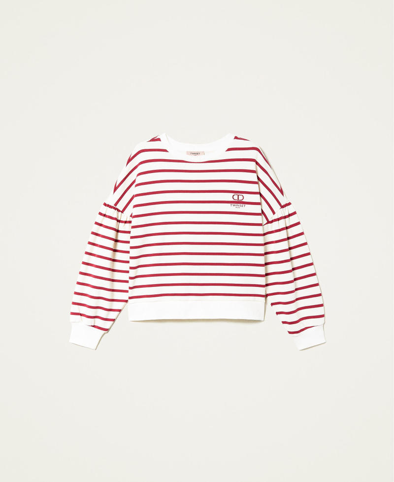 Sweat-shirt rayé avec logo Blanc « Neige »/Rayure Grape Femme 222TP2133-0S