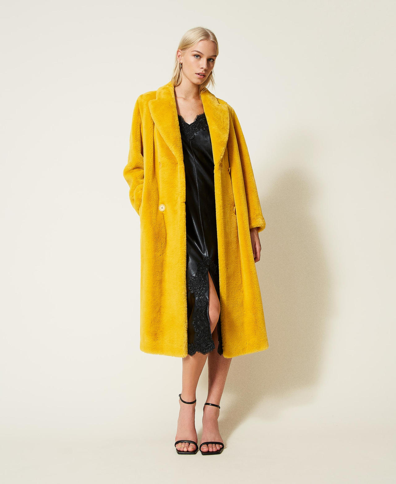 Manteau fausse fourrure jaune best sale