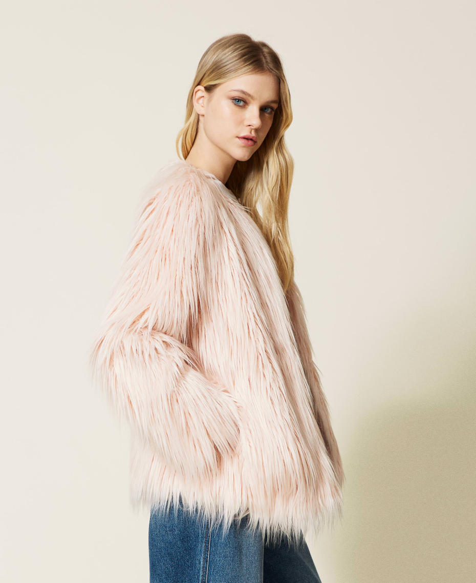 Faux fur pea coat