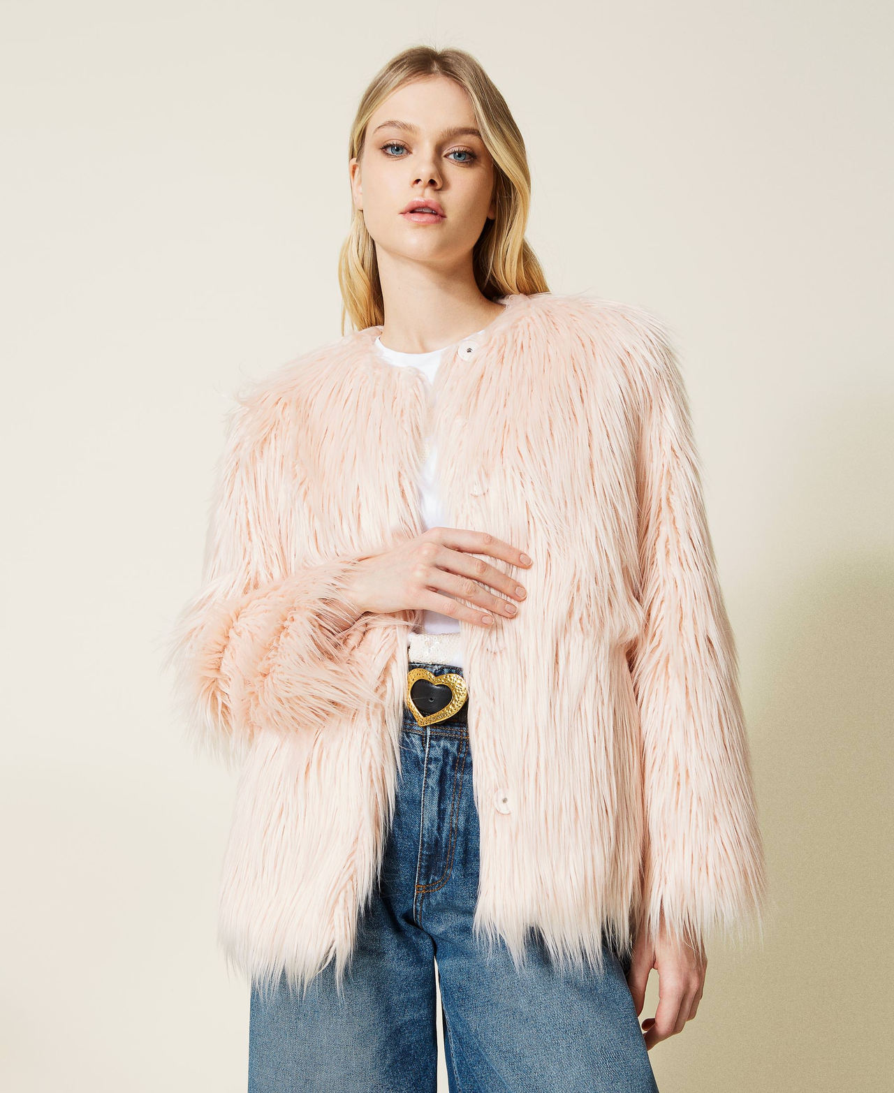 Короткое пальто из искусственного меха Розовый Parisienne женщина 222TP2181-02