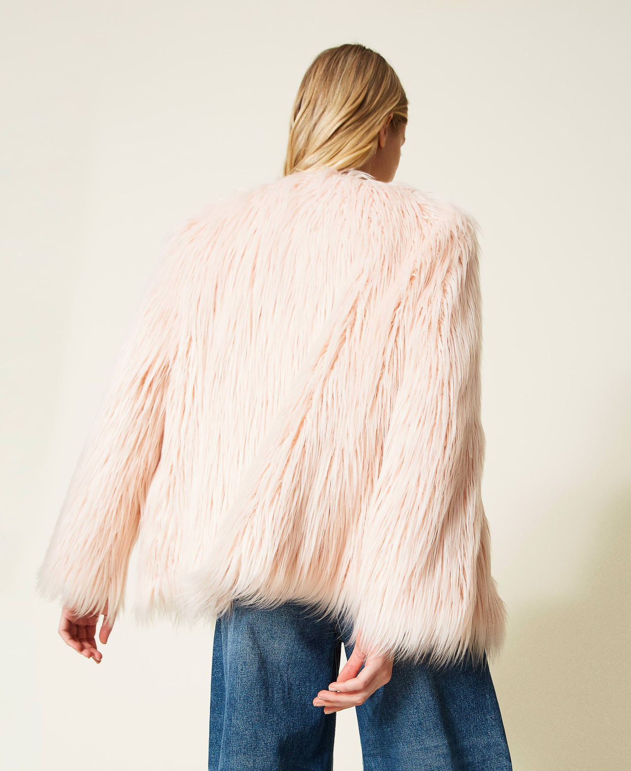 Faux fur pea coat