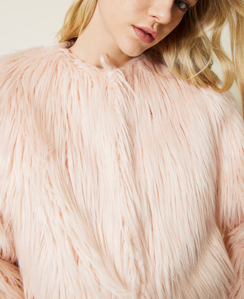 Короткое пальто из искусственного меха Розовый Parisienne женщина 222TP2181-04