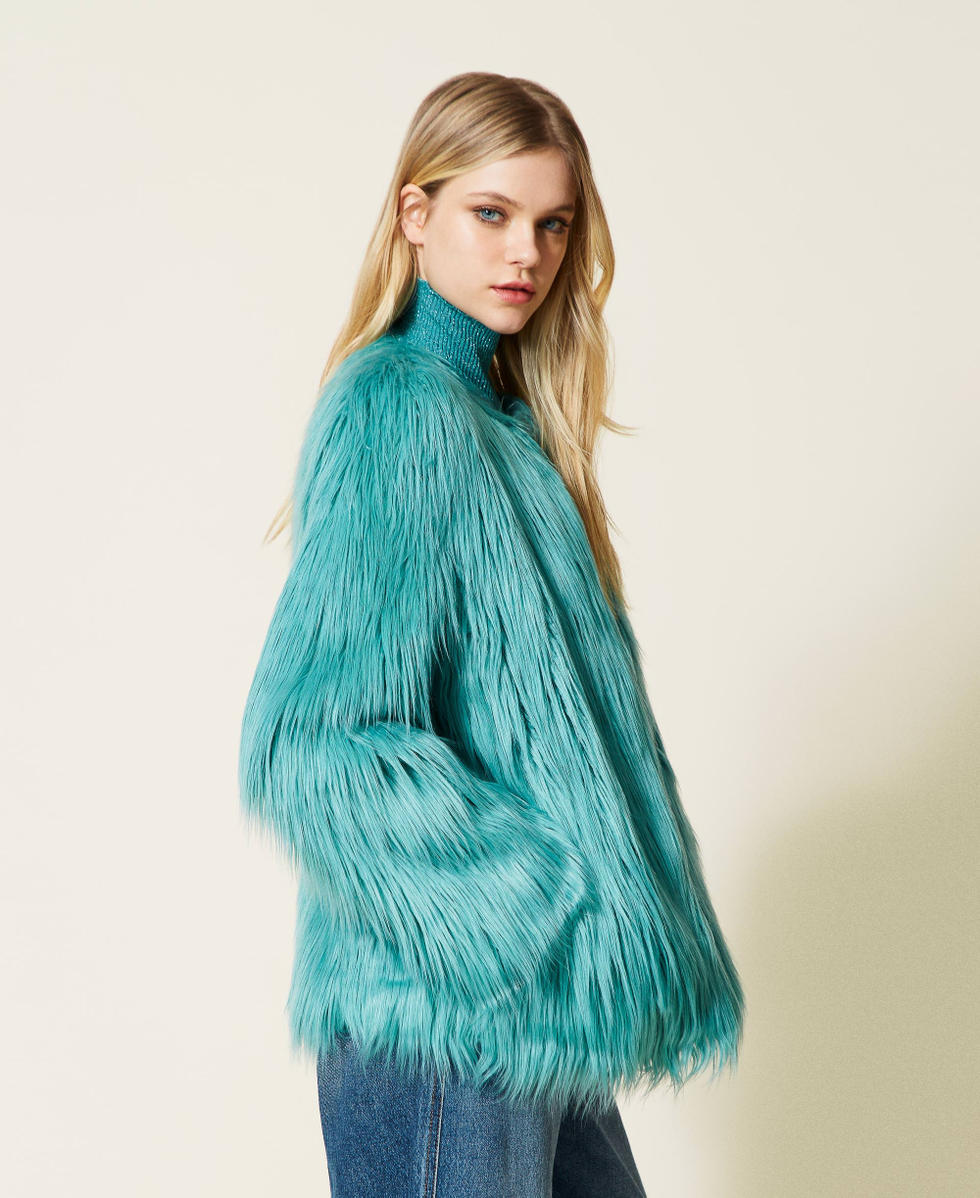 Caban en fausse fourrure Femme Bleu TWINSET Milano