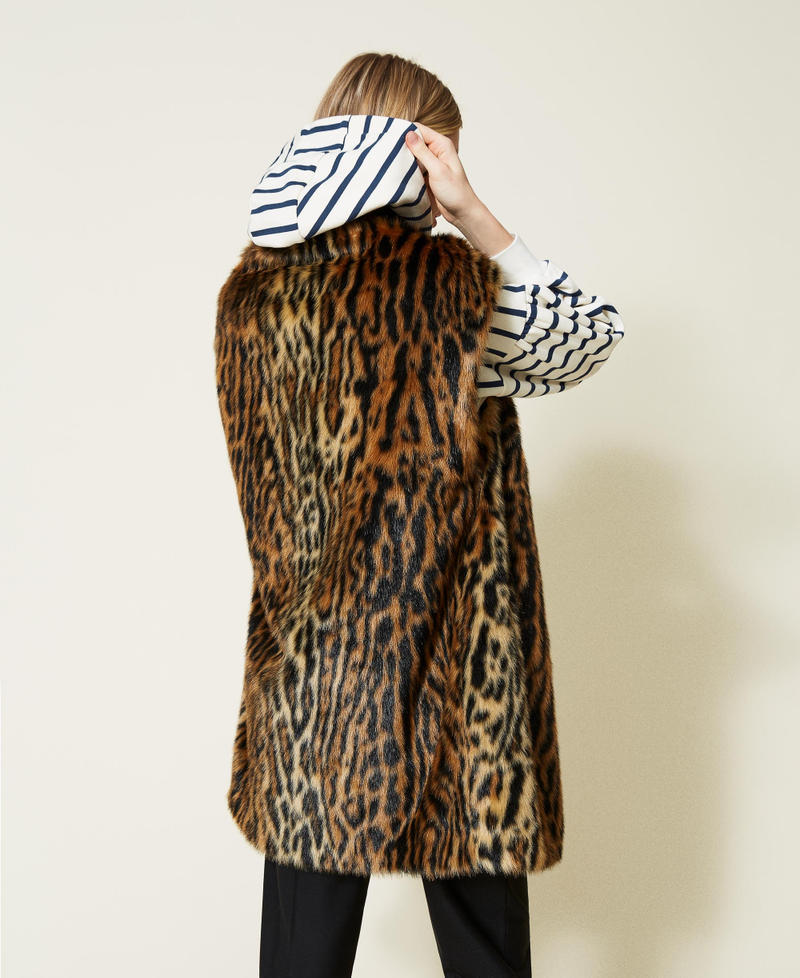 Gilet en fausse fourrure animali?�re Femme, Marron | TWINSET Milano