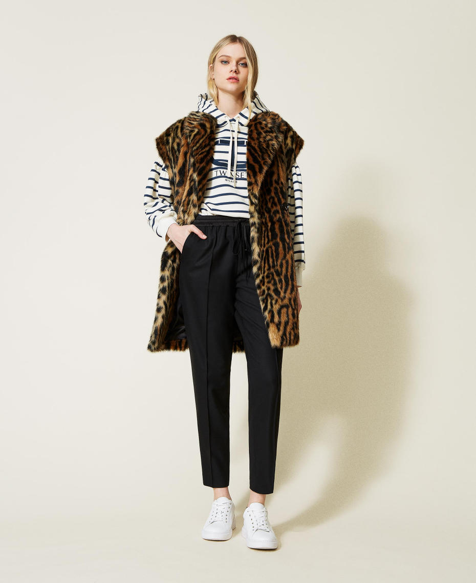 Animal print faux fur gilet