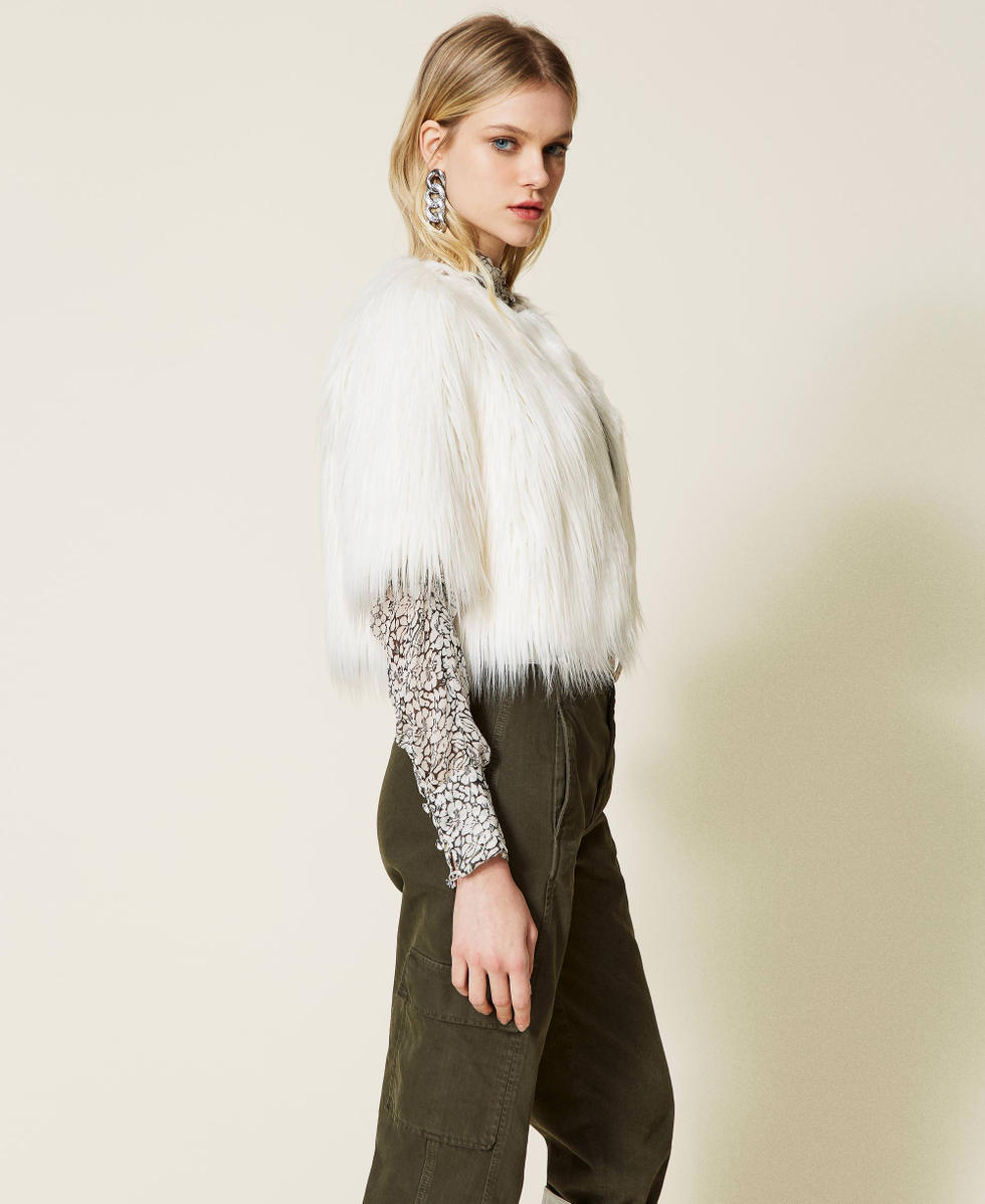 Faux fur cropped jackets