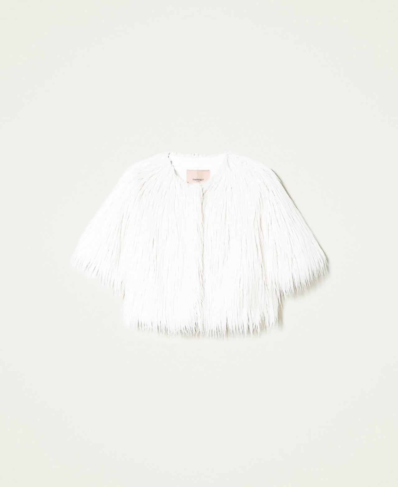 Giacca cropped in faux fur Bianco Neve Donna 222TP2183-0S