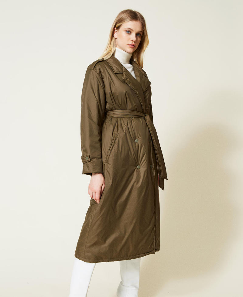 Padded trench coat with belt