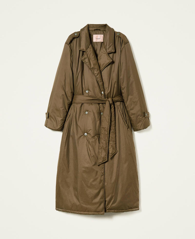 Padded trench coat with belt Woman, Green | TWINSET Milano Padded trench coat with belt Woman, Green | TWINSET Milano