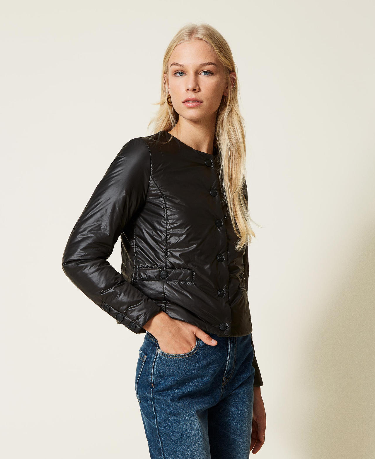 Padded Mandarin collar jacket