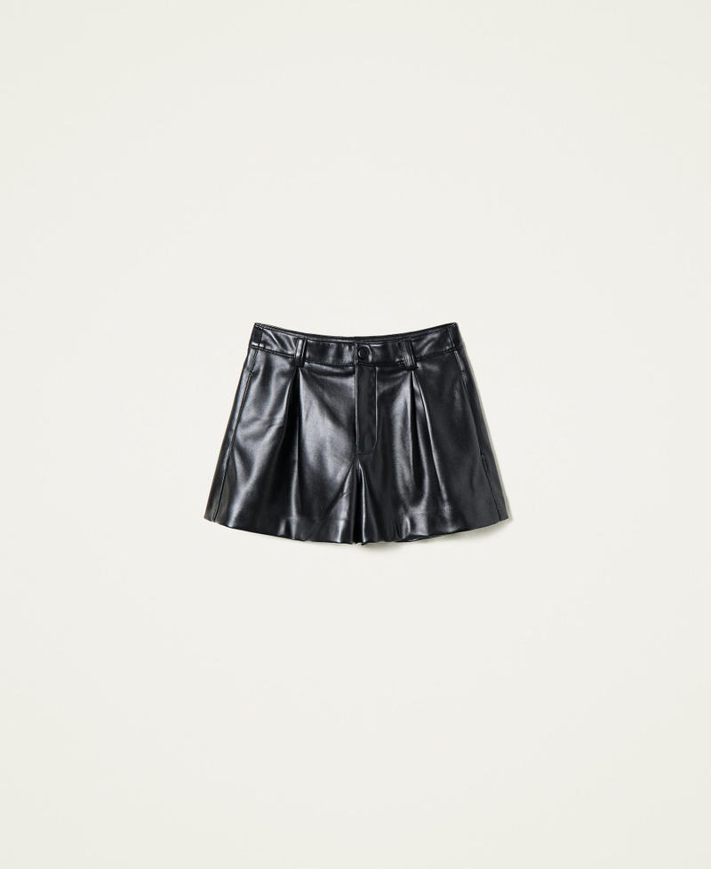 Leather-like shorts Black Woman 222TP222B-0S