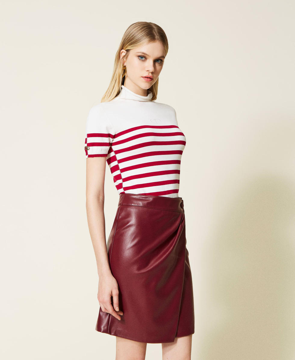 Leather-like wrap-around skirt