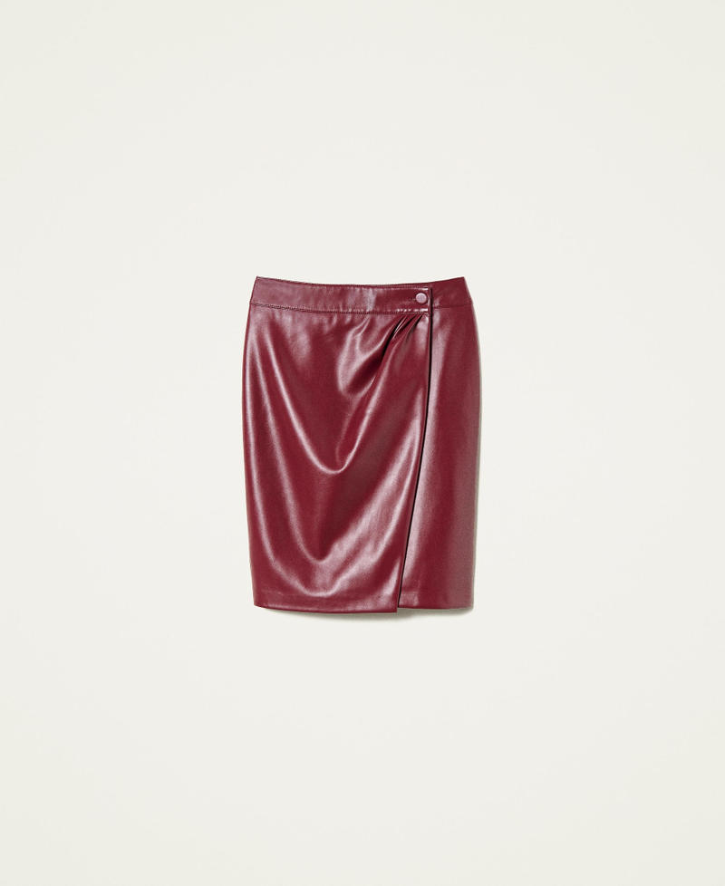 Leather-like wrap-around skirt Grape Woman 222TP222C-0S