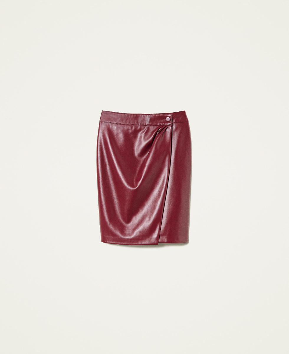 Leather-like wrap-around skirt
