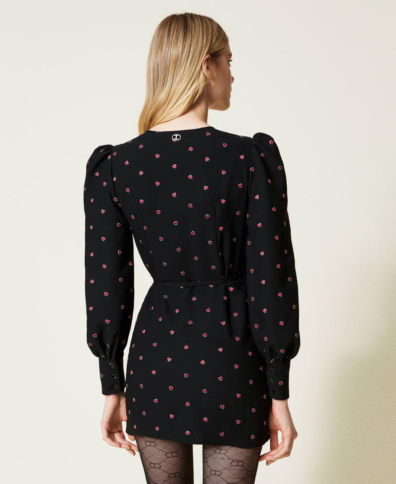 Wrap-around dress with hearts