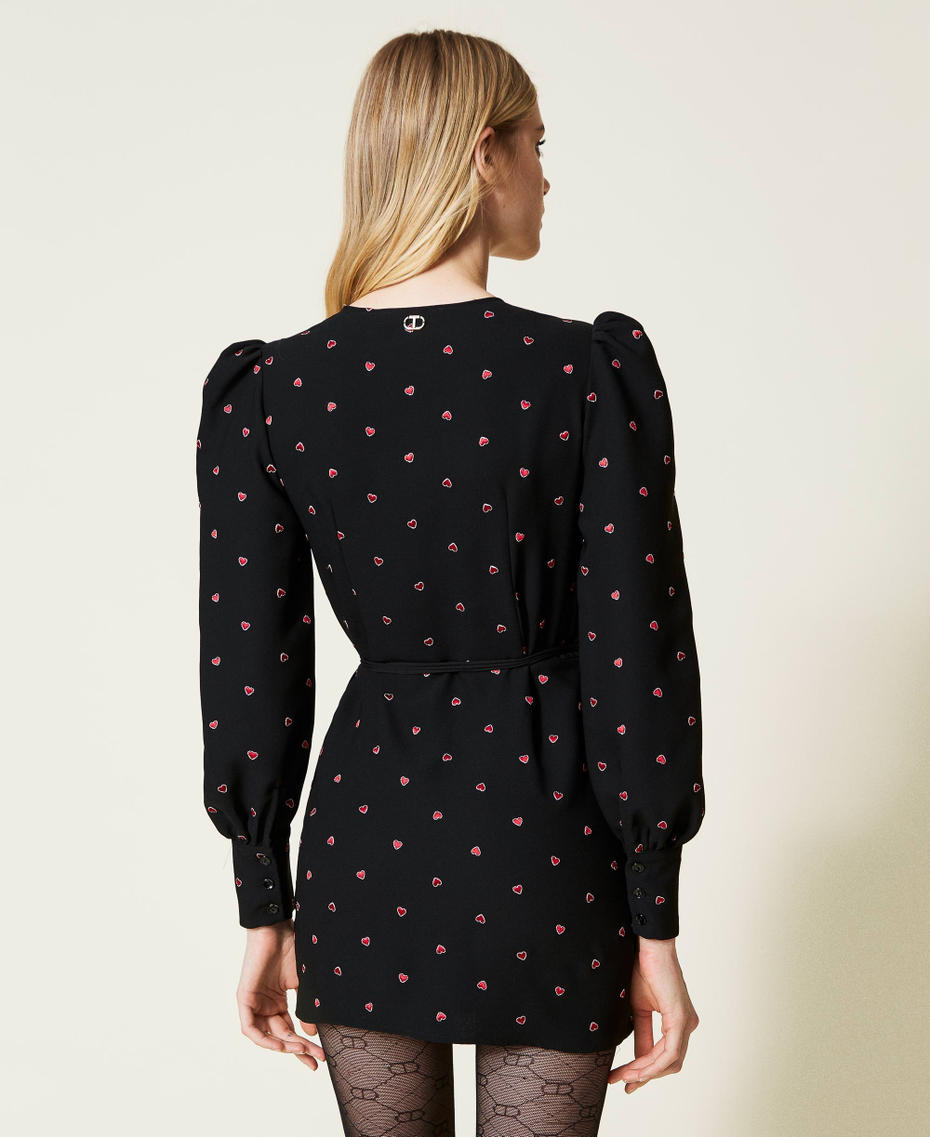 Wrap-around dress with hearts