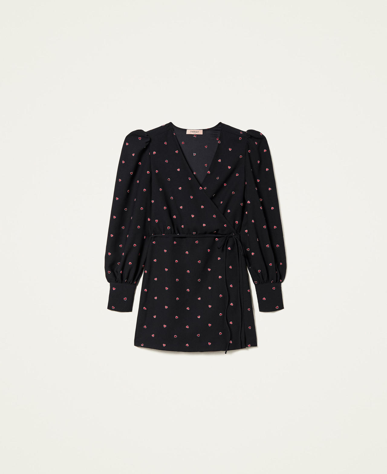 Wrap-around dress with hearts