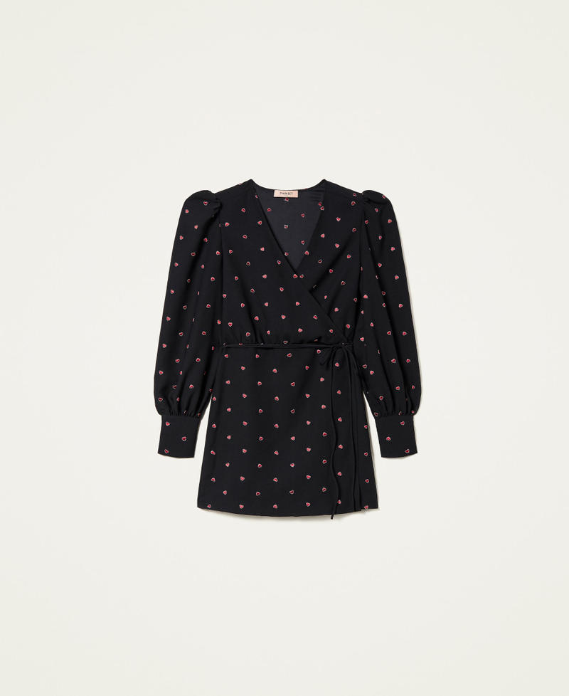 Wrap-around dress with hearts