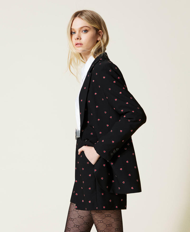 Blazer with embroidered hearts
