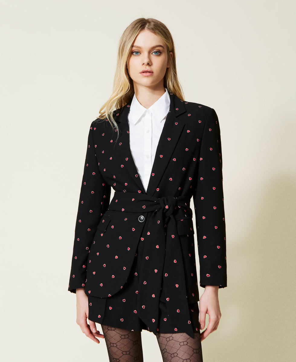 Blazer with embroidered hearts