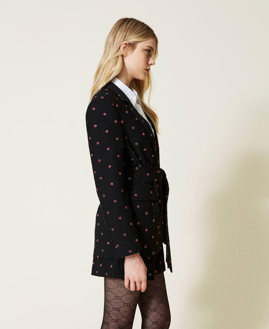 Blazer with embroidered hearts Red / Black Heart Embroidery Woman 222TP2232-04