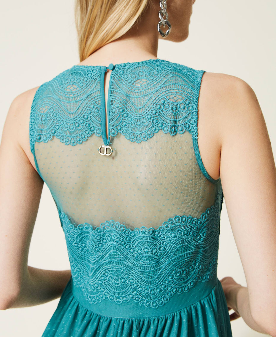 Full-length tulle and lace gown