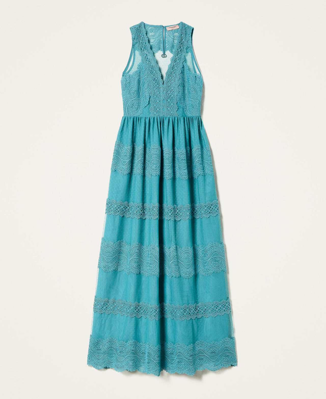 Длинное платье из тюля и кружева Синий "Бристоль" женщина 222TP2251-0S
