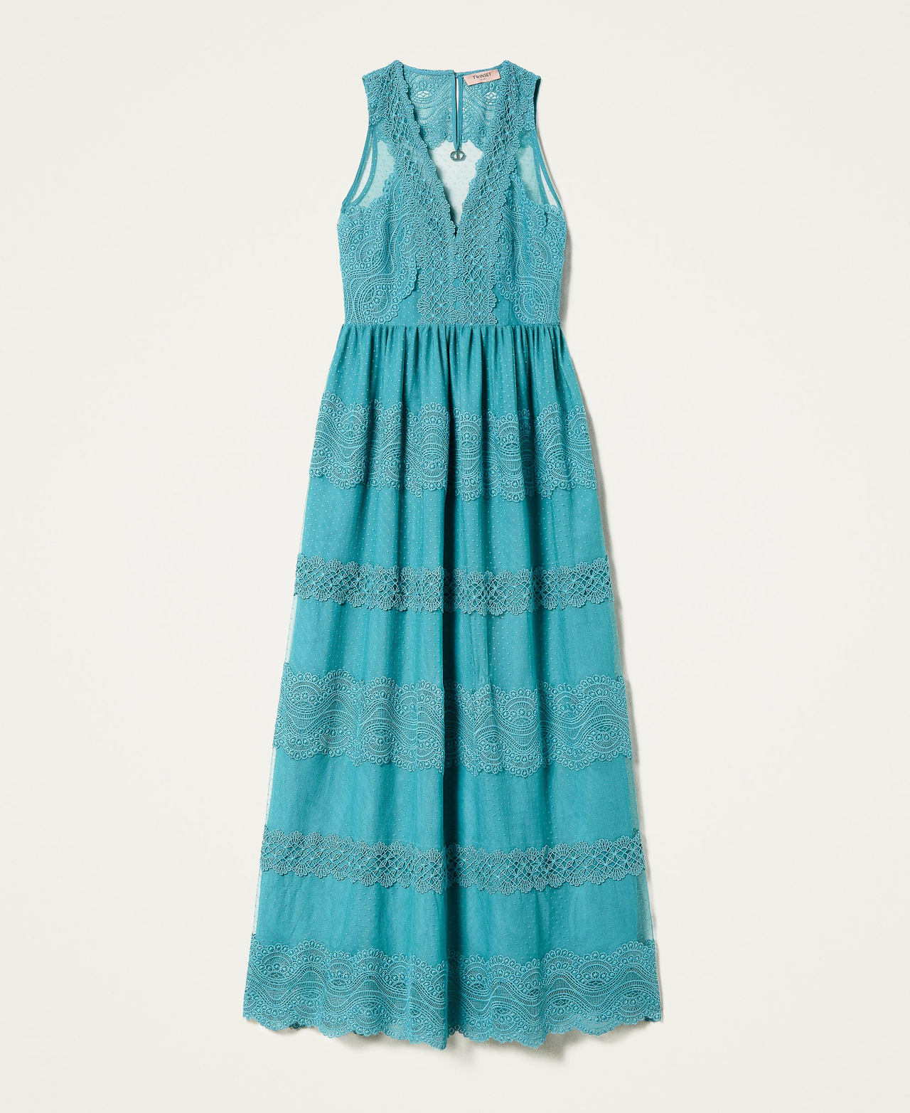 Full-length tulle and lace gown