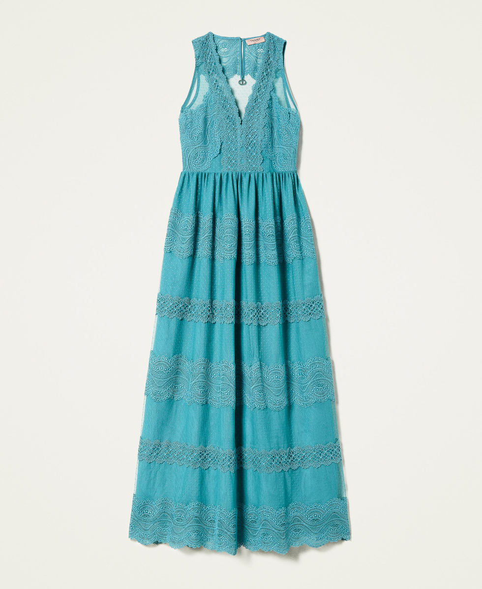 Full-length tulle and lace gown