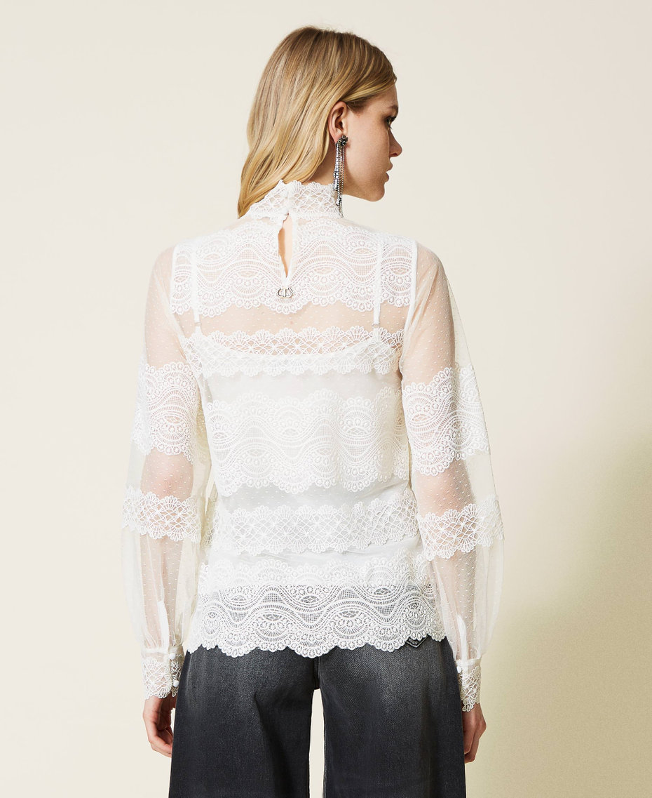 Tulle and lace blouse White Snow Woman 222TP2254-04