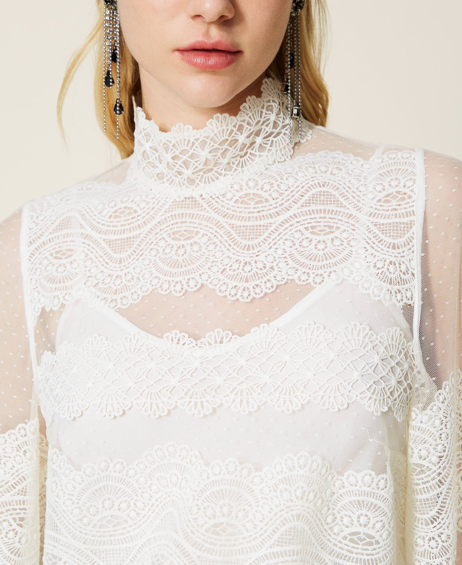 Blusa in tulle e pizzo