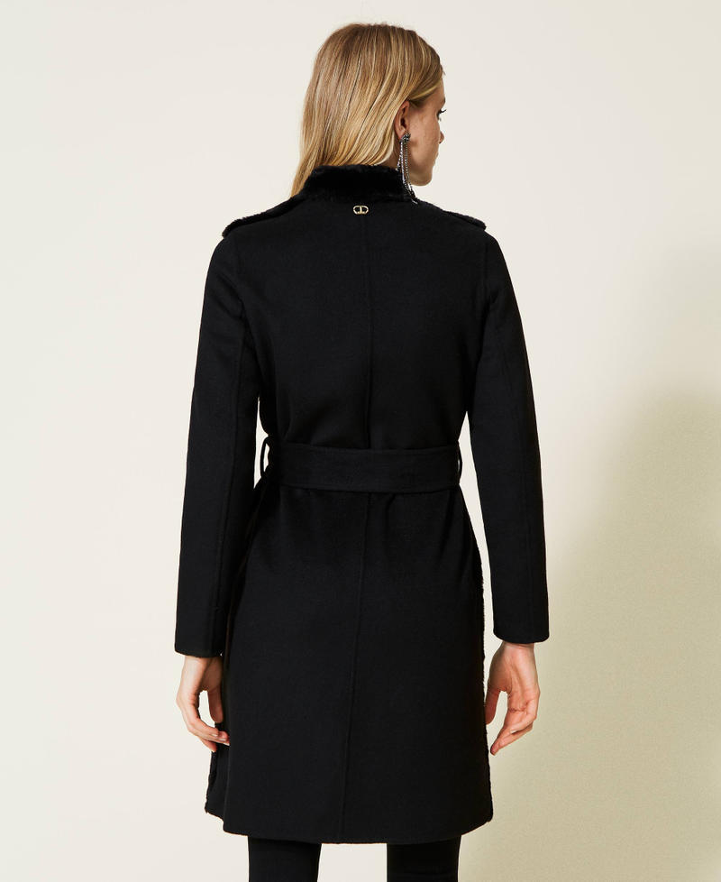 Пальто из смесовой шерсти из искусственного меха Черный женщина 222TP2290-03
