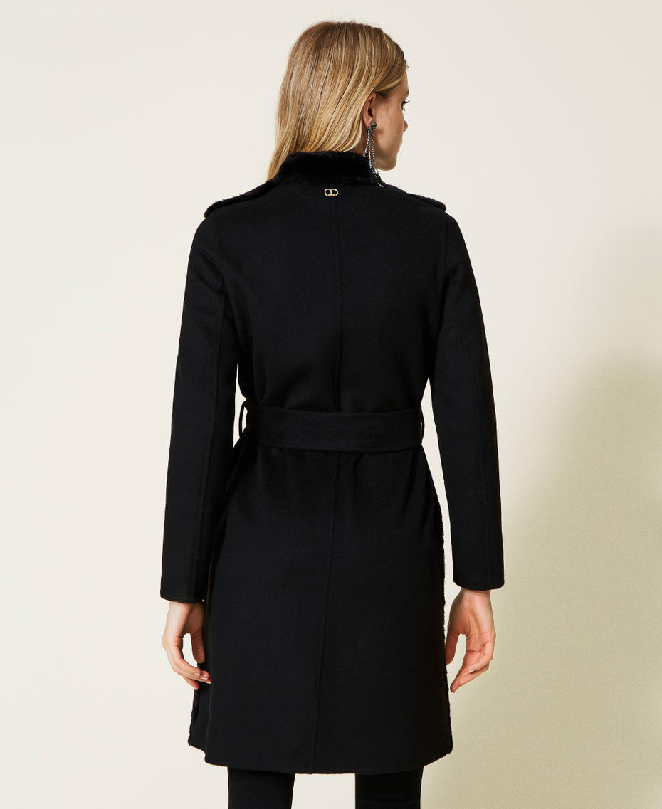 Пальто из смесовой шерсти из искусственного меха Черный женщина 222TP2290-03