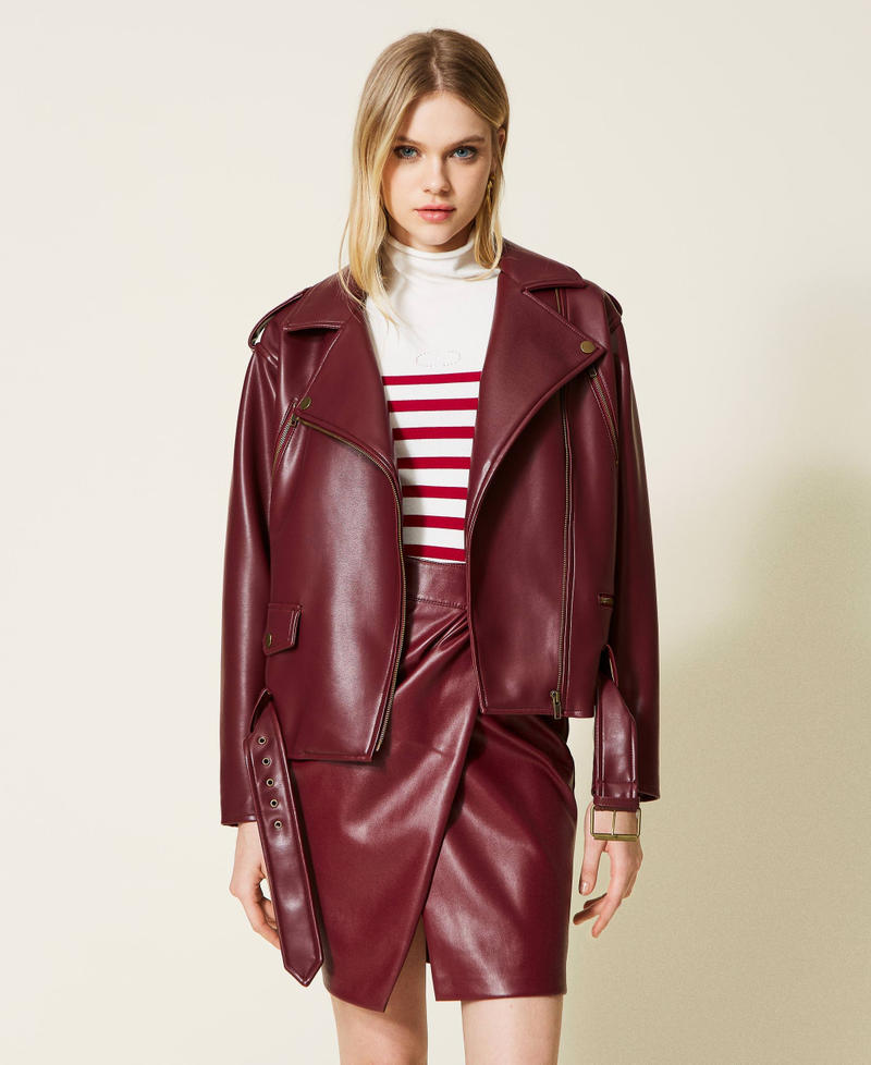 Leather-like biker jacket